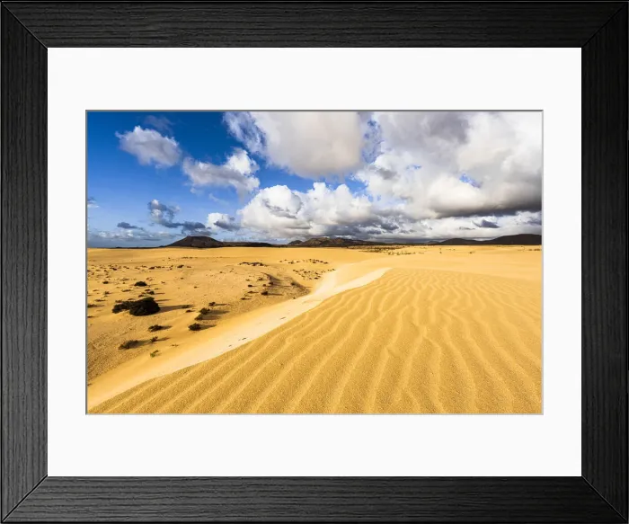 Framed Print : Sand dunes of desert lit by the bright sun, Corralejo Natural Park, Fuerteventura, Canary Islands, Spain, Atlantic, Europe Framed Print : Sand dunes of desert lit by the bright sun, Corralejo Natural Park, Fuerteventura, Canary Islands, Spain, Atlantic, Europe