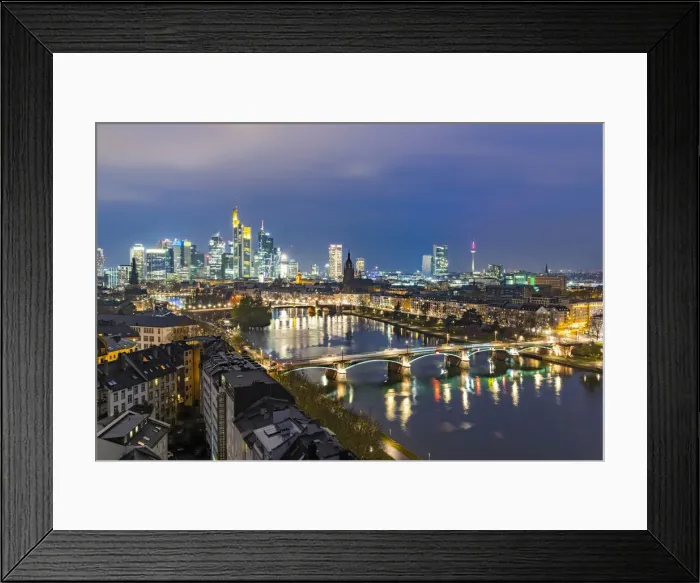Framed Print : Lights of the Skyline of Frankfurt business district reflected in River Main at dusk, Frankfurt am Main, Hesse, Germany Europe Framed Print : Lights of the Skyline of Frankfurt business district reflected in River Main at dusk, Frankfurt am Main, Hesse, Germany Europe