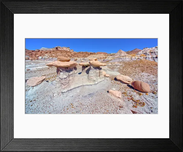 Framed Print : Three hoodoos in a triangular formation in Devils Playground called the Unholy Trinity, Petrified Forest National Park, Arizona, United States of America, North America Framed Print : Three hoodoos in a triangular formation in Devils Playground called the Unholy Trinity, Petrified Forest National Park, Arizona, United States of America, North America