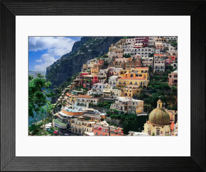 Framed Print : Positano town hill view with low rise colorful buildings above the sea line, Positano, Amalfi Coast, UNESCO World Heritage Site, Campania, Italy, Europe Framed Print : Positano town hill view with low rise colorful buildings above the sea line, Positano, Amalfi Coast, UNESCO World Heritage Site, Campania, Italy, Europe