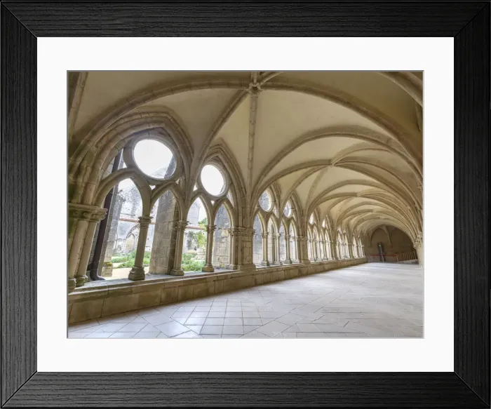 Framed Print : Interior of the cloister portico of the 12th century Noirlac Cistercian Abbey, Cher, Centre-Val del Loire, France, Europe Framed Print : Interior of the cloister portico of the 12th century Noirlac Cistercian Abbey, Cher, Centre-Val del Loire, France, Europe