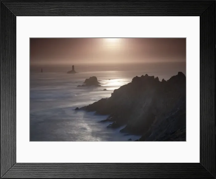 Framed Print : Sunset long exposure at Pointe du Raz promontory, Finistere, Brittany, France, Europe Framed Print : Sunset long exposure at Pointe du Raz promontory, Finistere, Brittany, France, Europe