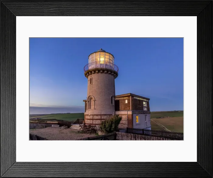 Framed Print : Belle Tout lighthouse at sunset on Christmas Day, Beachy Head, near Eastbourne, East Sussex, England, United Kingdom, Europe Framed Print : Belle Tout lighthouse at sunset on Christmas Day, Beachy Head, near Eastbourne, East Sussex, England, United Kingdom, Europe