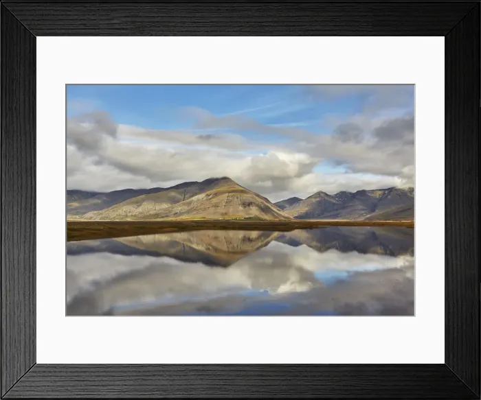 Framed Print : Mountains and reflections in a lake, near Hofn, southeast Iceland, Polar Regions Framed Print : Mountains and reflections in a lake, near Hofn, southeast Iceland, Polar Regions