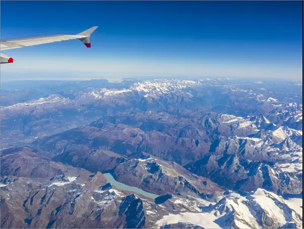Airplane wing, Swiss Alps, Switzerland, Europe