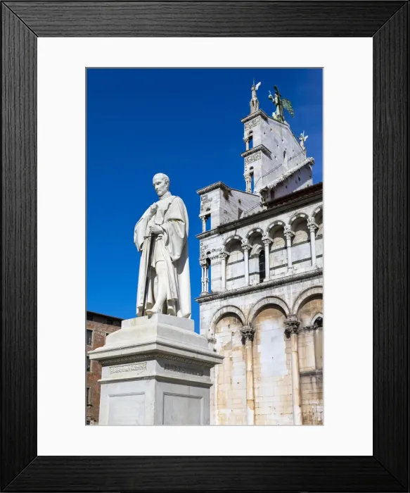 Framed Print : San Michele in Foro church, Burlamacchi statue, Lucca, Tuscany, Italy, Europe Framed Print : San Michele in Foro church, Burlamacchi statue, Lucca, Tuscany, Italy, Europe