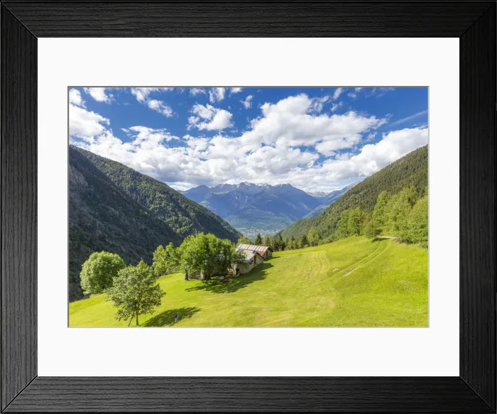 Framed Print : Lonely traditional hut in a wild alpine valley, Val d Arigna, Orobie, Valtellina, Lombardy, Italy, Europe Framed Print : Lonely traditional hut in a wild alpine valley, Val d Arigna, Orobie, Valtellina, Lombardy, Italy, Europe