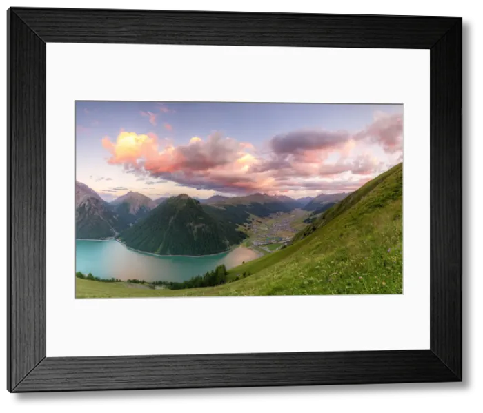 Framed Print : Livigno and lake at sunset, Livigno Valley, Valtellina, Lombardy, Italy, Europe Framed Print : Livigno and lake at sunset, Livigno Valley, Valtellina, Lombardy, Italy, Europe