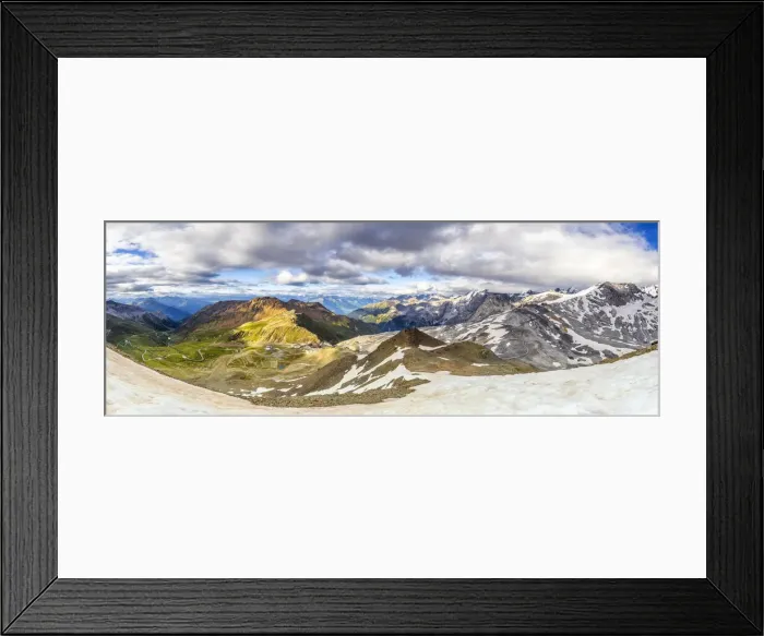 Framed Print : Panoramic view of Stelvio Mountain pass at sunset, Valtellina, Lombardy, Italy, Europe Framed Print : Panoramic view of Stelvio Mountain pass at sunset, Valtellina, Lombardy, Italy, Europe