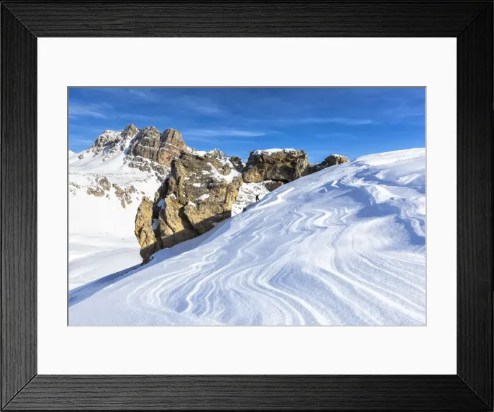 Framed Print : One person and natural rock arch with snow shaped by the wind in the foreground, Julier Pass, Graubunden, Switzerland, Europe Framed Print : One person and natural rock arch with snow shaped by the wind in the foreground, Julier Pass, Graubunden, Switzerland, Europe