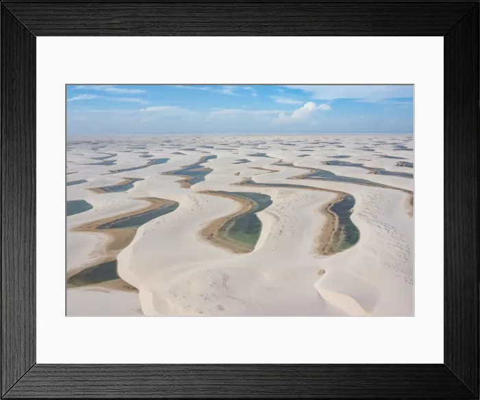 Framed Print : Aerial of freshwater lakes between huge sand dunes in the Lencois Maranhenses National Park, Maranhao, Brazil, South America Framed Print : Aerial of freshwater lakes between huge sand dunes in the Lencois Maranhenses National Park, Maranhao, Brazil, South America