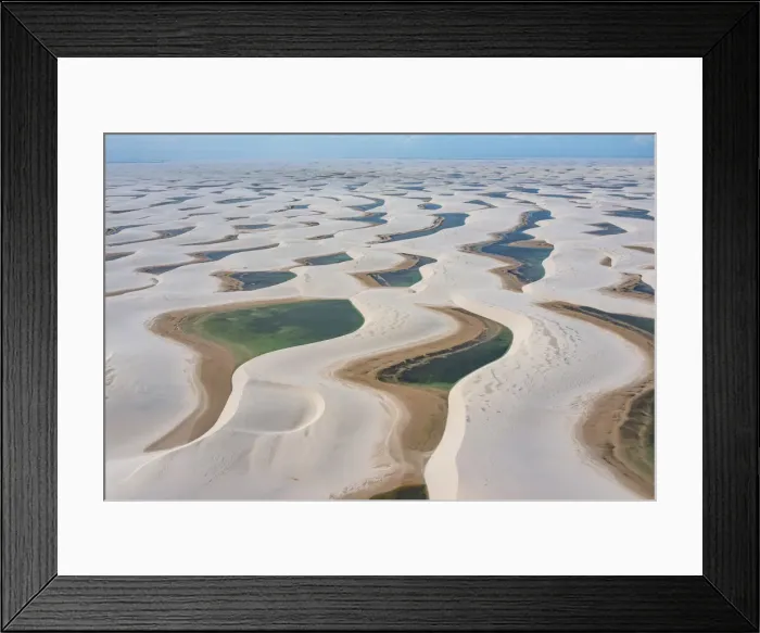 Framed Print : Aerial of freshwater lakes between huge sand dunes in the Lencois Maranhenses National Park, Maranhao, Brazil, South America Framed Print : Aerial of freshwater lakes between huge sand dunes in the Lencois Maranhenses National Park, Maranhao, Brazil, South America