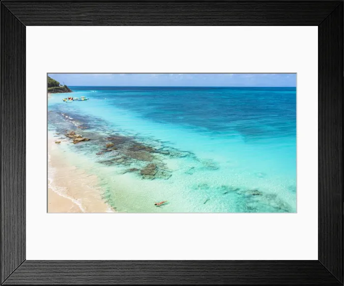 Framed Print : Woman floating in the crystal sea on idyllic tropical beach, overhead view, Antigua, Leeward Islands, West Indies, Caribbean, Central America Framed Print : Woman floating in the crystal sea on idyllic tropical beach, overhead view, Antigua, Leeward Islands, West Indies, Caribbean, Central America