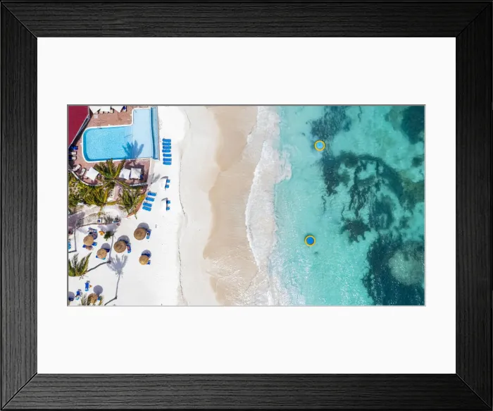 Framed Print : Aerial view of luxury resort with swimming pool on a tropical beach, Antigua, Leeward Islands, West Indies, Caribbean, Central America Framed Print : Aerial view of luxury resort with swimming pool on a tropical beach, Antigua, Leeward Islands, West Indies, Caribbean, Central America