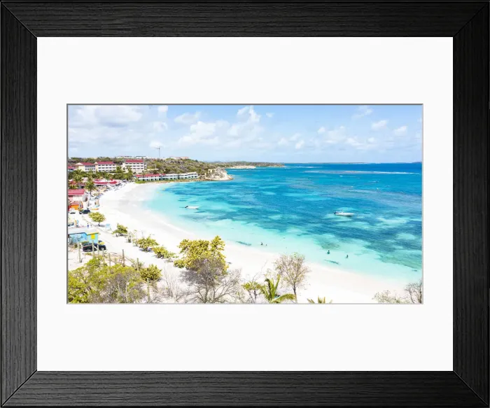 Framed Print : Aerial view of luxury resort on white sand beach washed by the turquoise Caribbean Sea, Long Bay, Antigua, West Indies, Caribbean, Central America Framed Print : Aerial view of luxury resort on white sand beach washed by the turquoise Caribbean Sea, Long Bay, Antigua, West Indies, Caribbean, Central America