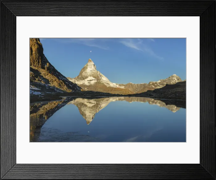 Framed Print : Lake Riffelsee with Matterhorn, 4478m, at sunrise, Zermatt, Valais, Swiss Alps, Switzerland, Europe Framed Print : Lake Riffelsee with Matterhorn, 4478m, at sunrise, Zermatt, Valais, Swiss Alps, Switzerland, Europe