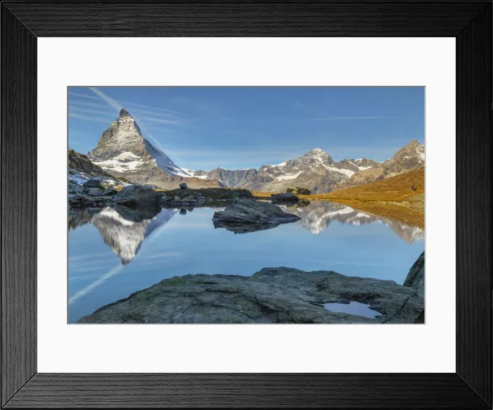 Framed Print : Lake Riffelsee with Matterhorn, 4478m, Zermatt, Valais, Swiss Alps, Switzerland, Europe Framed Print : Lake Riffelsee with Matterhorn, 4478m, Zermatt, Valais, Swiss Alps, Switzerland, Europe