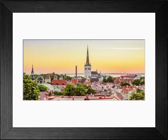 Framed Print : View over the Old Town towards St. Olafs Church at sunrise, UNESCO World Heritage Site, Tallinn, Estonia, Europe Framed Print : View over the Old Town towards St. Olafs Church at sunrise, UNESCO World Heritage Site, Tallinn, Estonia, Europe