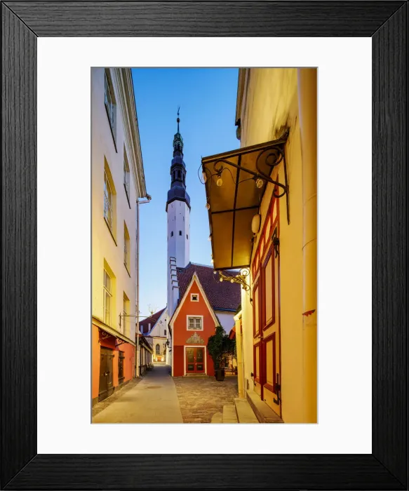 Framed Print : View towards the Holy Spirit Church Spire, Tallinn, Estonia, Europe Framed Print : View towards the Holy Spirit Church Spire, Tallinn, Estonia, Europe