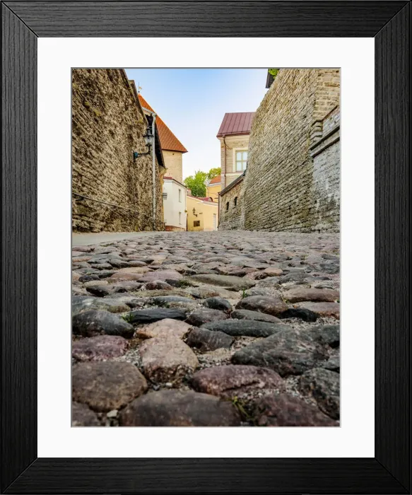 Framed Print : Pikk jalg street, low angle view, Old Town, Tallinn, Estonia, Europe Framed Print : Pikk jalg street, low angle view, Old Town, Tallinn, Estonia, Europe