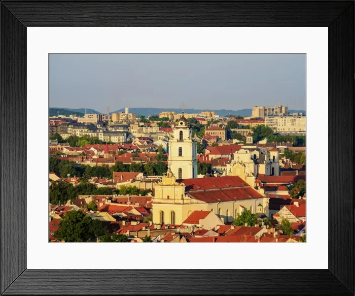 Framed Print : Church of St. Johns at sunrise, elevated view, Vilnius, Lithuania, Europe