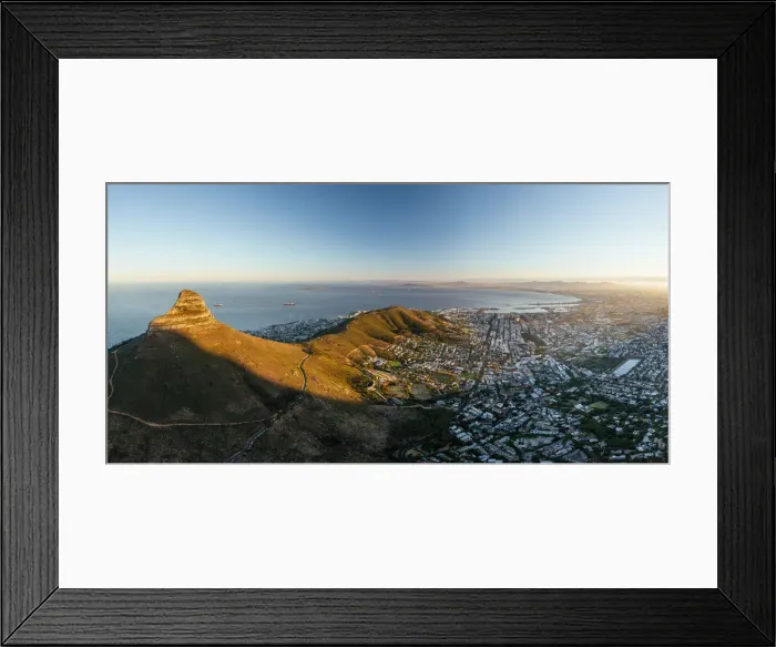 Framed Print : Aerial view of sunrise over Cape Town, Western Cape, South Africa, Africa Framed Print : Aerial view of sunrise over Cape Town, Western Cape, South Africa, Africa