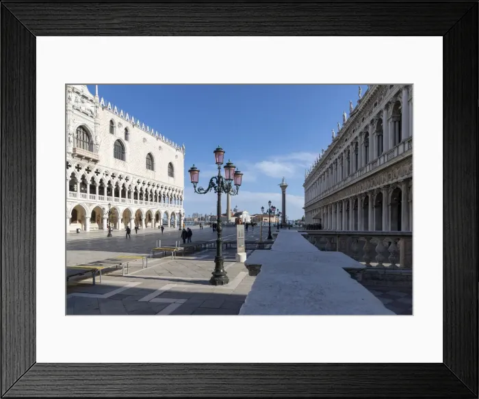 Framed Print : Perspective of the Doges Palace and the Marciana Library, Piazzetta San Marco, Venice, UNESCO World Heritage Site, Veneto, Italy, Europe