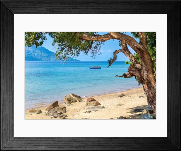 Framed Print : Boat anchored off the beach at Nosy Komba island, North West Madagascar, Indian Ocean, Africa Framed Print : Boat anchored off the beach at Nosy Komba island, North West Madagascar, Indian Ocean, Africa