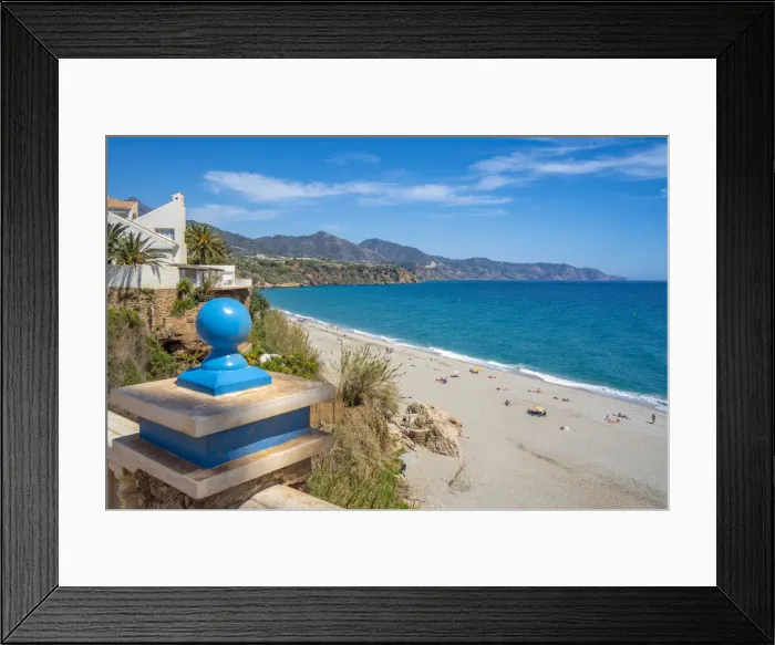 Framed Print : View of Playa de Burriana beach and coastline in Nerja, Costa del Sol, Malaga Province, Andalusia, Spain, Mediterranean, Europe Framed Print : View of Playa de Burriana beach and coastline in Nerja, Costa del Sol, Malaga Province, Andalusia, Spain, Mediterranean, Europe