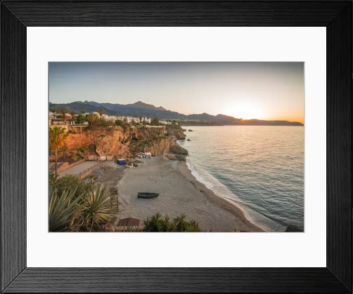 Framed Print : View of Playa de Calahonda beach and coastline at sunrise in Nerja, Costa del Sol, Malaga Province, Andalusia, Spain, Mediterranean, Europe Framed Print : View of Playa de Calahonda beach and coastline at sunrise in Nerja, Costa del Sol, Malaga Province, Andalusia, Spain, Mediterranean, Europe