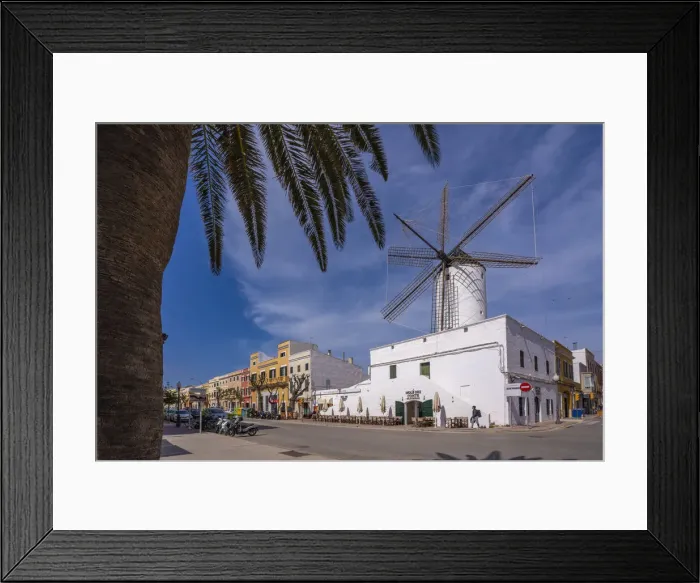 Framed Print : View of windmill and restaurant in historic centre, Ciutadella, Menorca, Balearic Islands, Spain, Mediterranean, Europe Framed Print : View of windmill and restaurant in historic centre, Ciutadella, Menorca, Balearic Islands, Spain, Mediterranean, Europe
