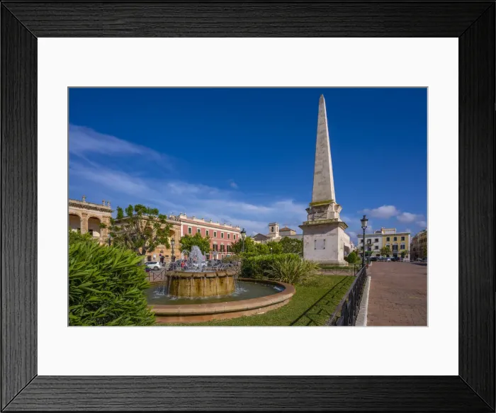 Framed Print : View of the Obelisc de Ciutadella in Placa des Born, Ciutadella, Menorca, Balearic Islands, Spain, Mediterranean, Europe Framed Print : View of the Obelisc de Ciutadella in Placa des Born, Ciutadella, Menorca, Balearic Islands, Spain, Mediterranean, Europe
