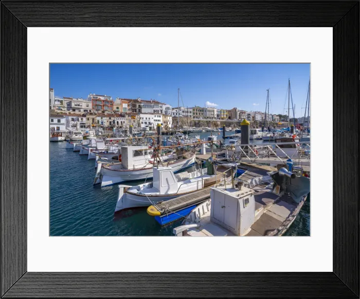 Framed Print : View of boats in marina overlooked by whitewashed houses, Ciutadella, Menorca, Balearic Islands, Spain, Mediterranean, Europe Framed Print : View of boats in marina overlooked by whitewashed houses, Ciutadella, Menorca, Balearic Islands, Spain, Mediterranean, Europe