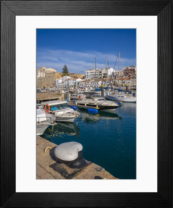 Framed Print : View of boats in marina overlooked by whitewashed houses, Ciutadella, Menorca, Balearic Islands, Spain, Mediterranean, Europe Framed Print : View of boats in marina overlooked by whitewashed houses, Ciutadella, Menorca, Balearic Islands, Spain, Mediterranean, Europe