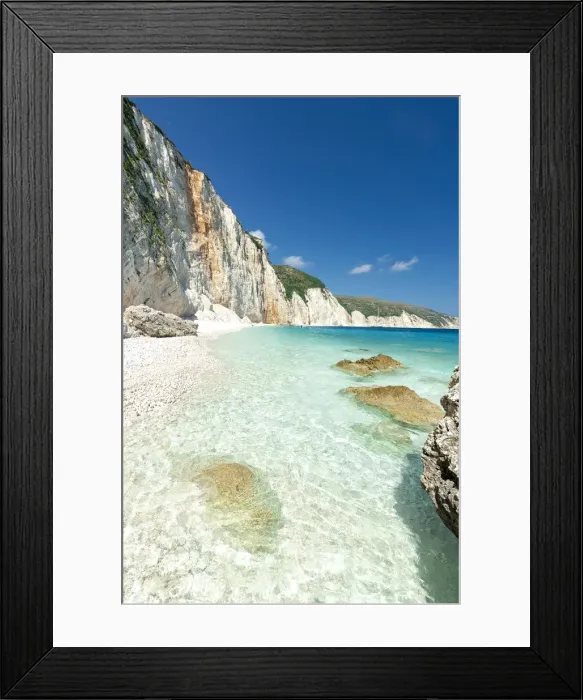 Framed Print : Clear summer sky over the transparent turquoise sea at Fteri Beach, Kefalonia, Ionian Islands, Greek Islands, Greece, Europe Framed Print : Clear summer sky over the transparent turquoise sea at Fteri Beach, Kefalonia, Ionian Islands, Greek Islands, Greece, Europe