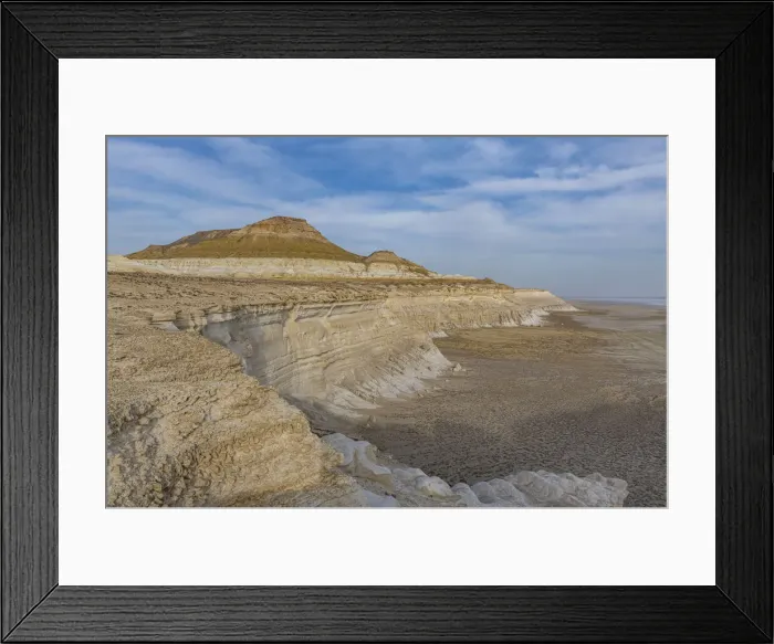 Framed Print : Aerial of massive rock cliff, Sor Tuzbair, a solonchak (salt marsh), Mangystau, Kazakhstan, Central Asia, Asia Framed Print : Aerial of massive rock cliff, Sor Tuzbair, a solonchak (salt marsh), Mangystau, Kazakhstan, Central Asia, Asia