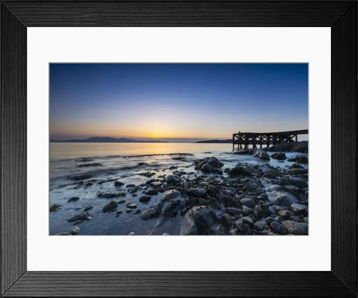 Framed Print : Portencross Beach and pier, Isle of Arran in background, Firth of Clyde, North Ayrshire, Scotland, United Kingdom, Europe Framed Print : Portencross Beach and pier, Isle of Arran in background, Firth of Clyde, North Ayrshire, Scotland, United Kingdom, Europe
