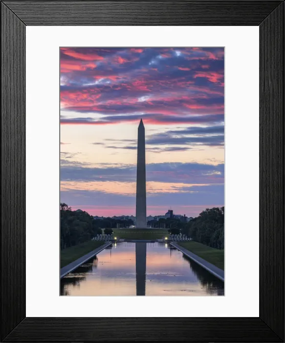 Framed Print : The Washington Monument and Reflecting Pool at sunrise, National Mall, Washington DC, United States of America, North America Framed Print : The Washington Monument and Reflecting Pool at sunrise, National Mall, Washington DC, United States of America, North America