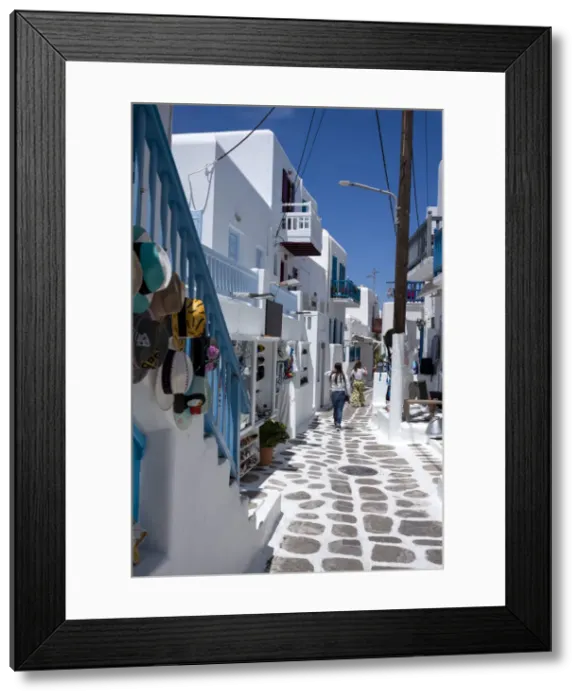 Framed Print : A quiet street in Mykonos Old Town, Mykonos, The Cyclades, Aegean Sea, Greek Islands, Greece, Europe Framed Print : A quiet street in Mykonos Old Town, Mykonos, The Cyclades, Aegean Sea, Greek Islands, Greece, Europe