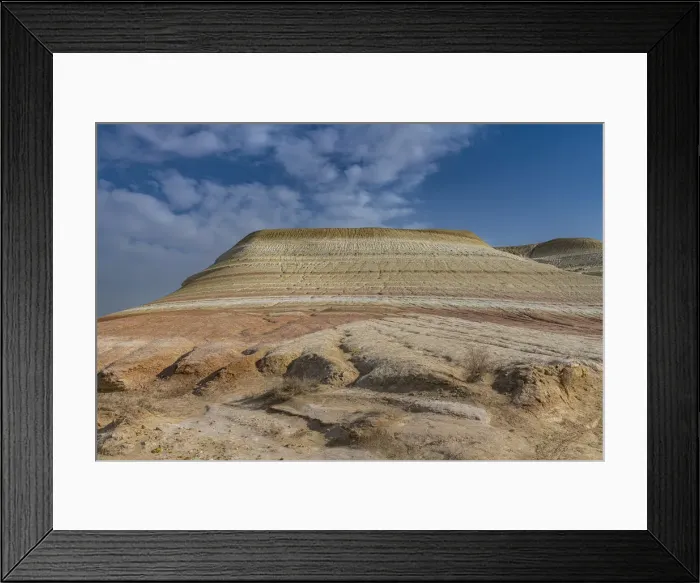 Framed Print : Multicoloured layers of sandstone, Kyzylkup, Mangystau, Kazakhstan, Central Asia, Asia