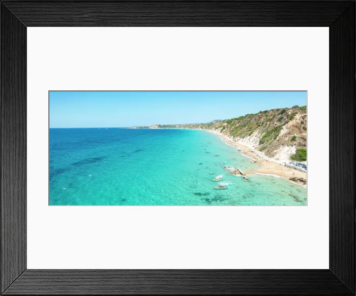 Framed Print : Aerial view of the crystal clear sea washing the golden sand of Paliolinos beach, Kefalonia, Ionian Islands, Greek Islands, Greece, Europe Framed Print : Aerial view of the crystal clear sea washing the golden sand of Paliolinos beach, Kefalonia, Ionian Islands, Greek Islands, Greece, Europe