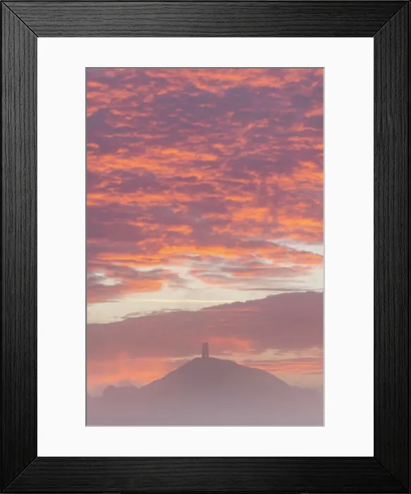 Framed Print : Spectacular sunrise behind Glastonbury Tor on a misty autumn morning, Somerset, England, United Kingdom, Europe Framed Print : Spectacular sunrise behind Glastonbury Tor on a misty autumn morning, Somerset, England, United Kingdom, Europe