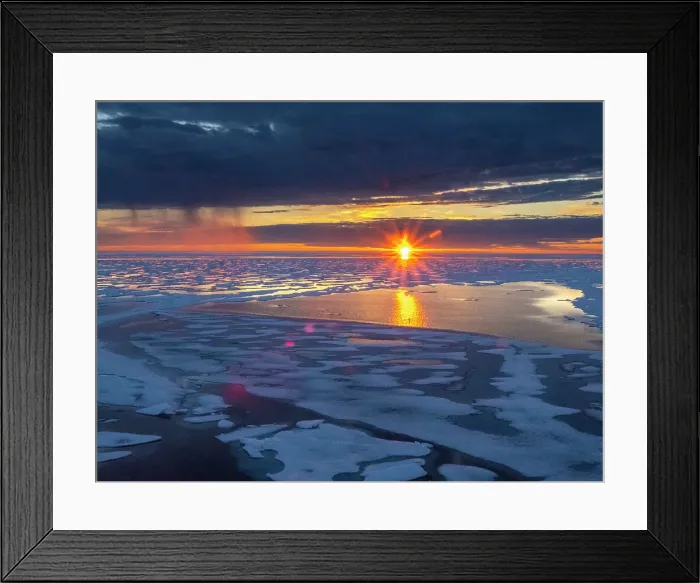 Framed Print : Sunset and rain showers in the heavy pack ice in McClintock Channel, Northwest Passage, Nunavut, Canada, North America Framed Print : Sunset and rain showers in the heavy pack ice in McClintock Channel, Northwest Passage, Nunavut, Canada, North America