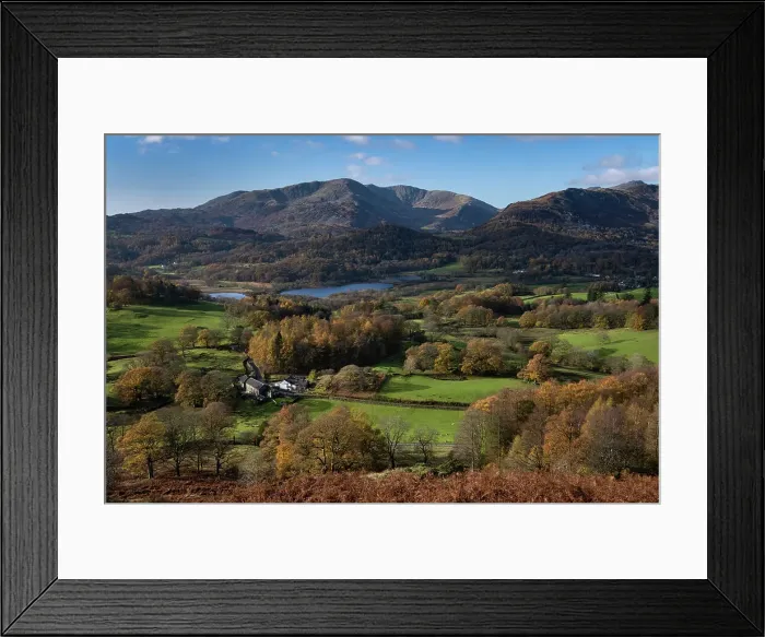 Framed Print : Elter Water, Wetherlam and Tilberthwaite Fells from Loughrigg Fell in autumn, Lake District National Park, UNESCO World Heritage Site, Cumbria, England, United Kingdom, Europe Framed Print : Elter Water, Wetherlam and Tilberthwaite Fells from Loughrigg Fell in autumn, Lake District National Park, UNESCO World Heritage Site, Cumbria, England, United Kingdom, Europe