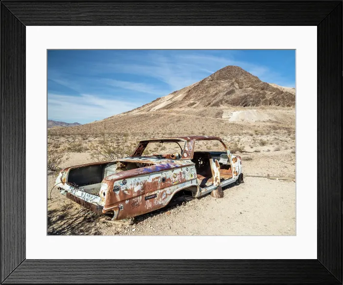 Framed Print : Abandoned car in Rhyolite, a ghost town in Nye County, near Death Valley National Park, Nevada, USA Framed Print : Abandoned car in Rhyolite, a ghost town in Nye County, near Death Valley National Park, Nevada, USA