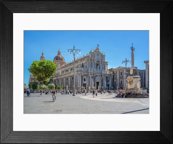 Framed Print : View of Duomo di Sant'Agata and Fountain of Elephants, Piazza Duomo, Catania, Sicily, Italy, Europe Framed Print : View of Duomo di Sant'Agata and Fountain of Elephants, Piazza Duomo, Catania, Sicily, Italy, Europe