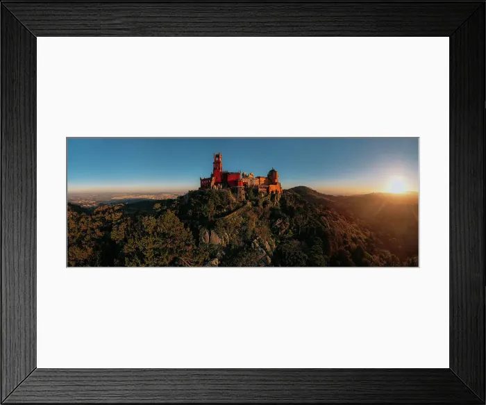 Framed Print : Aerial panoramic view of Pena Palace, a romanticist castle in the Sintra mountains of Portugal - UNESCO World Heritage Site Framed Print : Aerial panoramic view of Pena Palace, a romanticist castle in the Sintra mountains of Portugal - UNESCO World Heritage Site