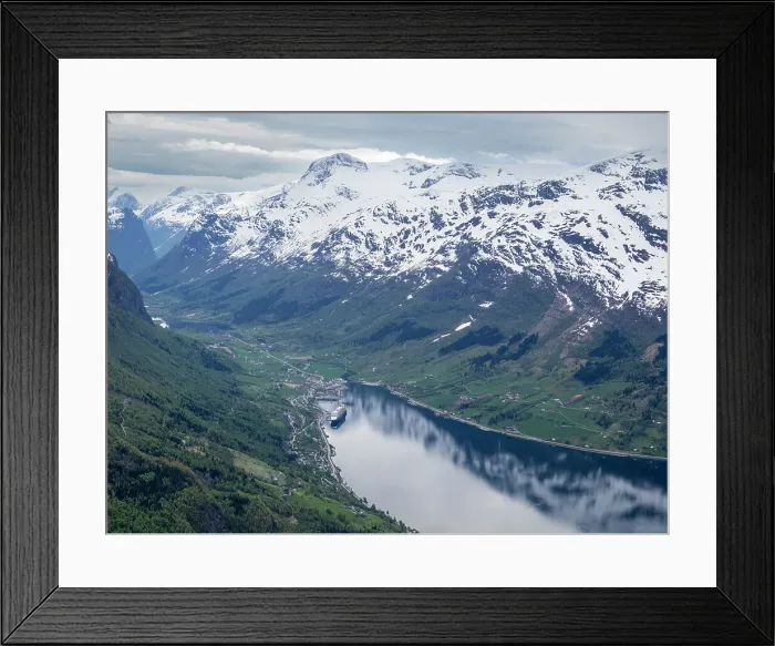 Framed Print : A view of the town of Loen from the aerial tramway Loen Skylift from Mt. Hoven above Nordfjord in Stryn, Norway Framed Print : A view of the town of Loen from the aerial tramway Loen Skylift from Mt. Hoven above Nordfjord in Stryn, Norway