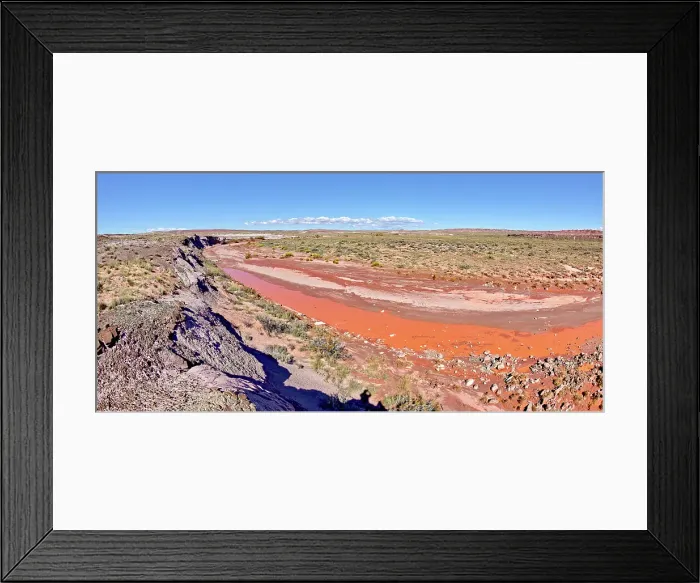 Framed Print : The red water of Lithodendron Wash in Petrified Forest National Park Arizona. The red color is from the bentonite clay Framed Print : The red water of Lithodendron Wash in Petrified Forest National Park Arizona. The red color is from the bentonite clay