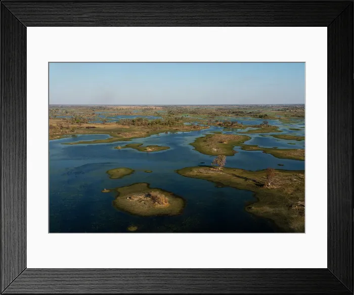 Framed Print : Aerial view of the Okavango Delta, UNESCO World Heritage Site, Botswana, Africa Framed Print : Aerial view of the Okavango Delta, UNESCO World Heritage Site, Botswana, Africa